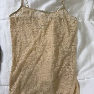 Ambiance Lace Tank Top in Beige